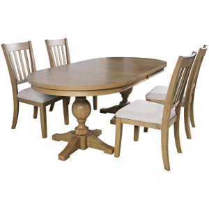 Brentwood 102" Table w/4 Slat Back Chairs - Cascade Oak