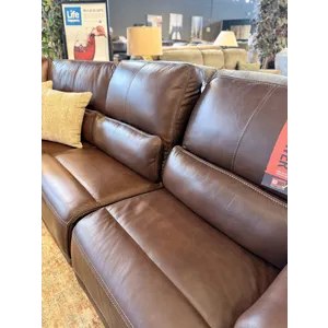 London Walnut Leather 6 Piece Power Reclining Sectional
