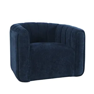 Grande Upholstered Barrel Swivel Chair - Navy