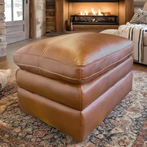 Berlin Chestnut Leather Ottoman