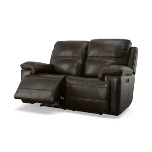Fenwick Leather Power Reclining Loveseat with Power Headrests - Dark Brown