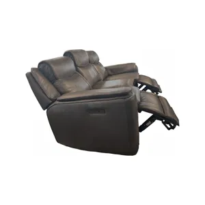 Leather Power Reclining Sofa - Charcoal