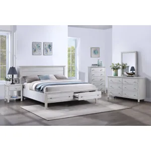 Geneva - 5 Drawer Chest - Distressed White Finish