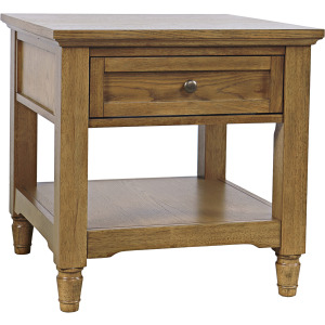 Brentwood Transitional 24" End Table With Drawer And Shelf - Cascade Oak