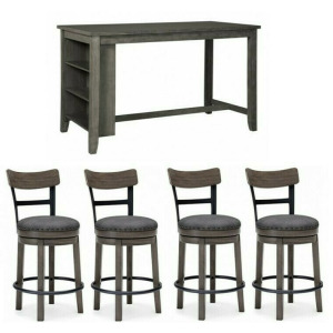Caitbrook 5 PC Counter Height Dining Set with Swivel Stools