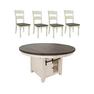 Madison County 5 Piece Round Adjustable Dining Set w/ Chairs - Vintage White