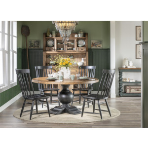 Vintage Market 5 Piece Round Dining Set - Barnwood / Kettle Black