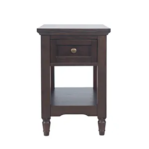 Brentwood Modern Transitional Chairside End Table With Drawer And Storage Shelf