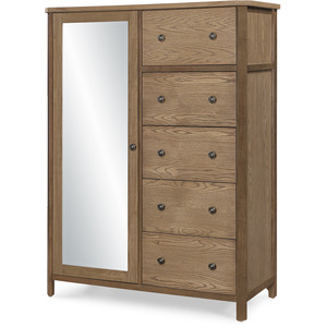 Sun Haven Mirrored Door Chest - Walnut and Oak Finish