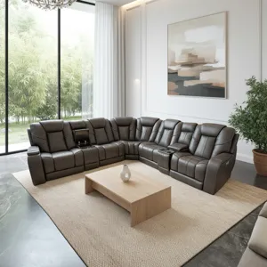 Kona Earth Immersive Audio 7PC Leather Sectional (Triple Power w/ Speakers)