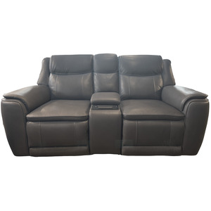 3 Piece Power Reclining Loveseat w/ Console - Charcoal Leather