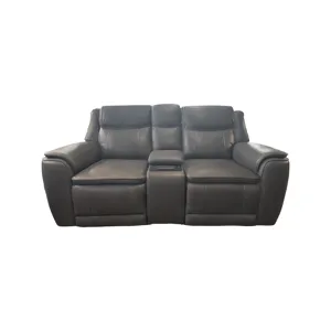 3 Piece Power Reclining Loveseat w/ Console - Charcoal Leather