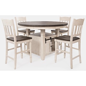 Madison County Counter Height 5 Piece Round Adjustable Dining Set w/ Stools - Vintage White