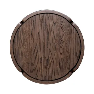 Warren Park Round Basketweave End Table - Coffee Brown