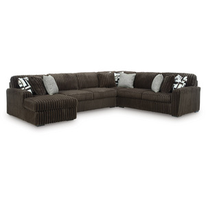 Midnight Madness 4-Piece Sectional with Chaise - Chocolate