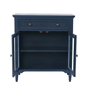Westport 32" Glass Door Accent Cabinet a€“ Cottage Transitional Storage With Adjustable Shelves