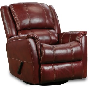 Mercury 188 Leather Swivel Glider Recliner - Red