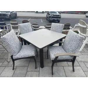 Belle Isle Cushion 5 PC Outdoor Dining Set - Kona / Etna Heron