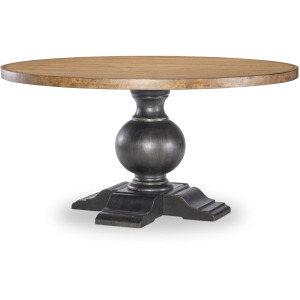 Vintage Market Round Dining Table - Barnwood / Kettle Black