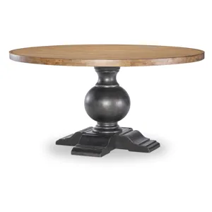 Vintage Market Round Dining Table - Barnwood / Kettle Black
