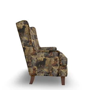 Andrea Fabric Stationary Chair - Dark Walnut