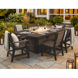Carlisle Sienna 7 PC Fire Pit Dining Set - Brazilian Walnut