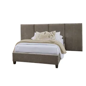 Joinery-Espresso Oak Brindle Grey Upholstered Headboard - Queen