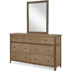 Sun Haven Beveled Mirror - Walnut and Oak Finish