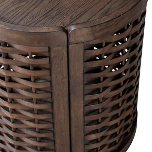 Warren Park Round Basketweave End Table - Coffee Brown