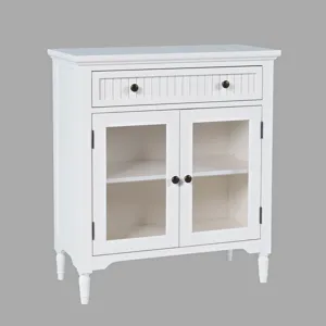 Westport 32" Glass Door Accent Cabinet a€“ Cottage Transitional Storage With Adjustable Shelves