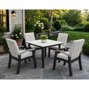 Belle Isle Cushion 5 PC Outdoor Dining Set - Kona / Etna Heron