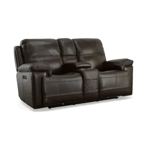 Fenwick Leather Power Loveseat w/Console & Power Headrests