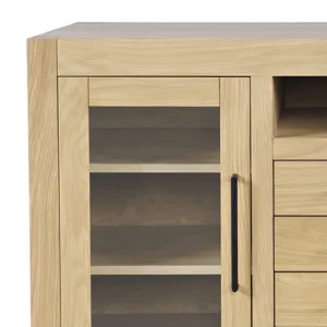 Auburn Hills 50" Contemporary Media Console With Tempered Glass Doors, Drawers And Adjustable Shelv