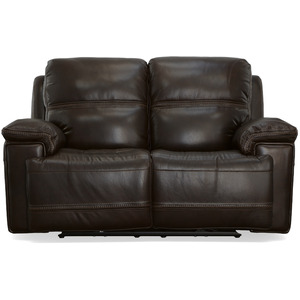 Fenwick Leather Power Reclining Loveseat with Power Headrests - Dark Brown