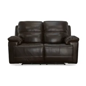 Fenwick Leather Power Reclining Loveseat with Power Headrests - Dark Brown
