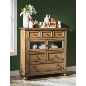 Vintage Market Glass Door 6 Drawer Chest