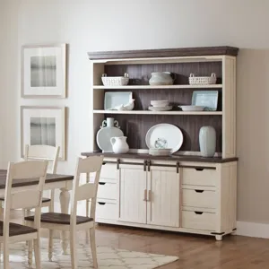 Madison County Server + Hutch - Vintage White