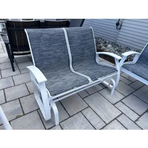 Belle Isle Sling Two-Seat Outdoor Glider - Snow / Nimbus Ocean