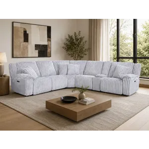 Presley Fog 6 Piece Power Reclining Sectional