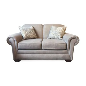 Monroe Loveseat - Lucille Mushroom w/Garcia Toast Pillows