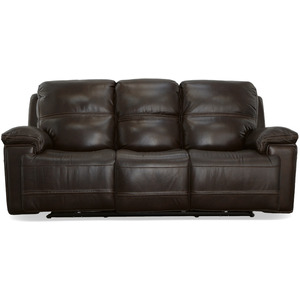 Fenwick Leather Power Reclining Sofa with Power Headrests - Dark Brown