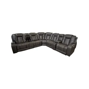 Daniel Kona Earth Immersive Audio 7 Piece Leather Sectional (Triple Power w/ Speakers)