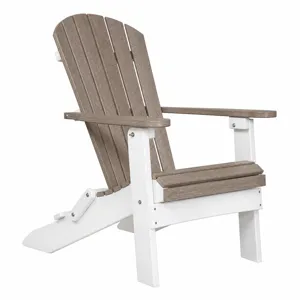 Cambridge Adirondack Outdoor Folding Chair - Weathered Wood/White