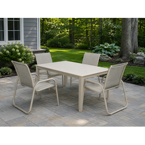 Gardenella 36" x 64" 5 PC Outdoor Dining Set - Desert Sand / Trout