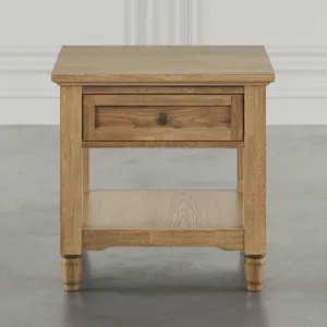 Brentwood Modern Transitional 24" Square End Table With Drawer And Storage Shelf