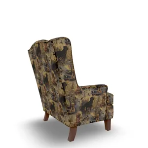 Andrea Fabric Stationary Chair - Dark Walnut