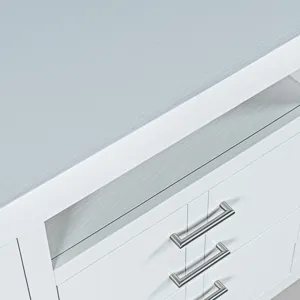 Auburn Hills 60" Contemporary Media Console With Tempered Glass Doors, Drawers And Adjustable Shelv