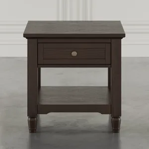 Brentwood Modern Transitional 24" Square End Table With Drawer And Storage Shelf