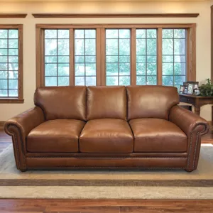 London Walnut Leather Sofa