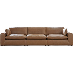 Emilia 3-Piece Leather Sectional Sofa - Brown